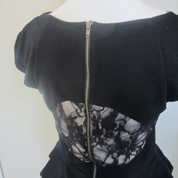 Express Women's Black Date Night Little Black Peplum Dress Size 8 EUC - Picture 7 of 8